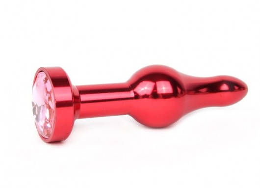 Удлиненная шарикообразная красная анальная втулка с розовым кристаллом - 10,3 см. - Anal Jewelry Plug - купить с доставкой в Москве