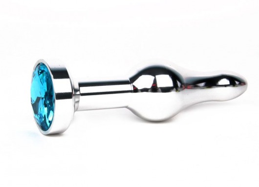 Удлиненная шарикообразная серебристая анальная втулка с голубым кристаллом - 10,3 см. - Anal Jewelry Plug - купить с доставкой в Москве