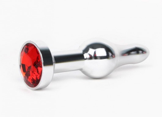 Удлиненная шарикообразная серебристая анальная втулка с красным кристаллом - 10,3 см. - Anal Jewelry Plug - купить с доставкой в Москве