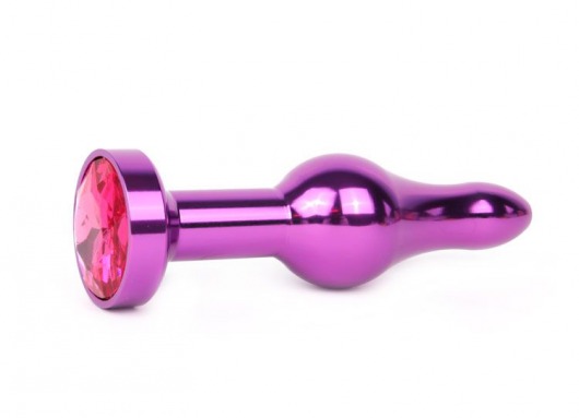 Удлиненная шарикообразная фиолетовая анальная втулка с малиновым кристаллом - 10,3 см. - Anal Jewelry Plug - купить с доставкой в Москве