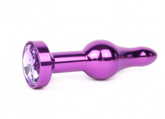 Удлиненная шарикообразная фиолетовая анальная втулка с сиреневым кристаллом - 10,3 см. - Anal Jewelry Plug - купить с доставкой в Москве