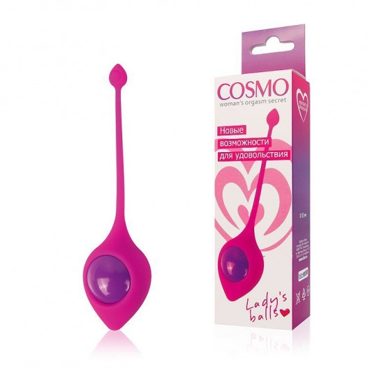 Розовый вагинальный шарик Cosmo с хвостиком - Bior toys