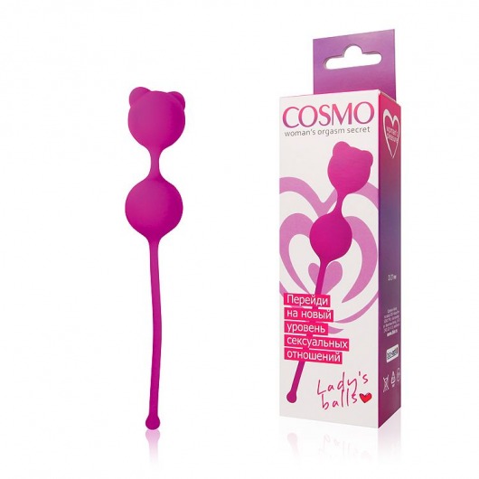 Ярко-розовые вагинальные шарики с ушками Cosmo - Cosmo