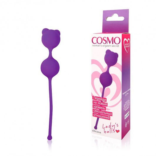 Фиолетовые вагинальные шарики с ушками Cosmo - Bior toys