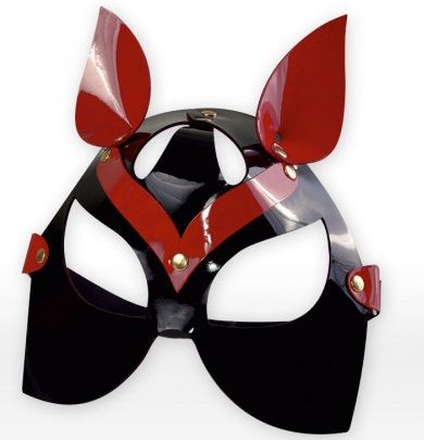 Черно-красная маска кошки из лаковой кожи - Sitabella - купить с доставкой в Москве