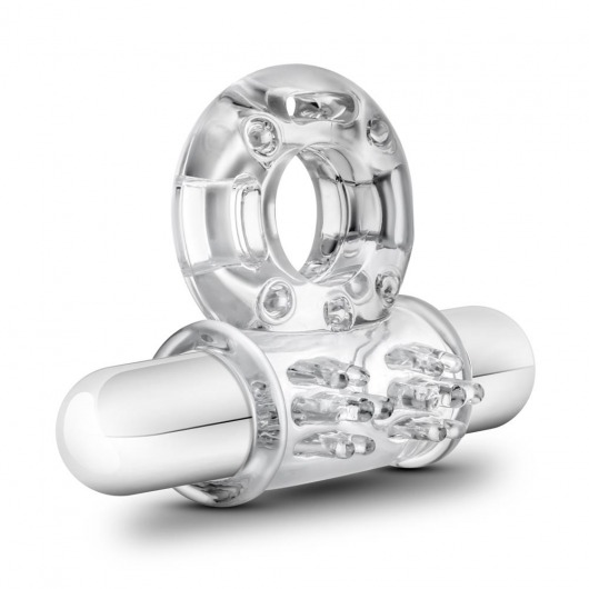 Прозрачное эрекционное виброкольцо 10 Function Vibrating Mega Bull Ring - Blush Novelties - в Москве купить с доставкой