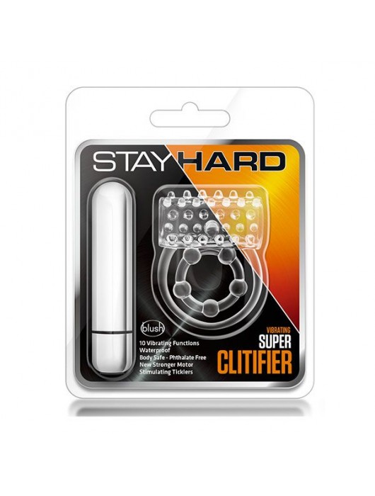 Прозрачное эрекционное виброкольцо Vibrating Super Clitifier - Blush Novelties - в Москве купить с доставкой