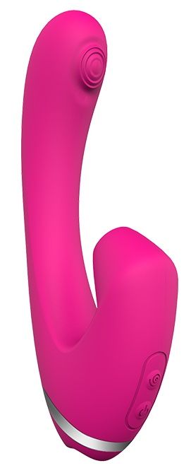 Розовый вибромассажер SUGAR PUFF с вакуумной стимуляцией - 16 см. - Dream Toys