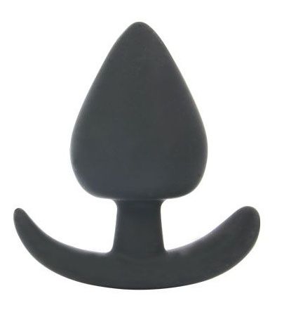 Черная каплевидная анальная силиконовая пробка с ограничителем - 8 см. - Sex Expert