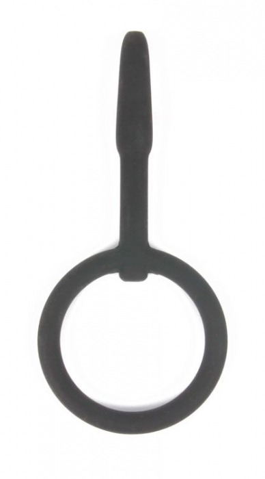 Черный уретральный силиконовый плаг с колечком-ограничителем - 4,5 см. - Bior toys - купить с доставкой в Москве