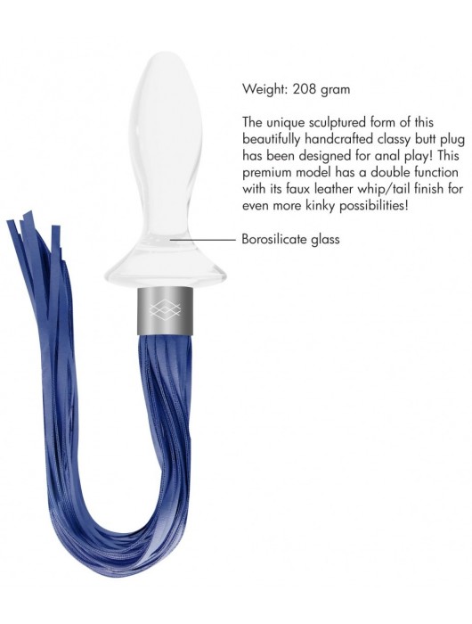 Белая анальная пробка Tail с синими хвостами - Shots Media BV - купить с доставкой в Москве