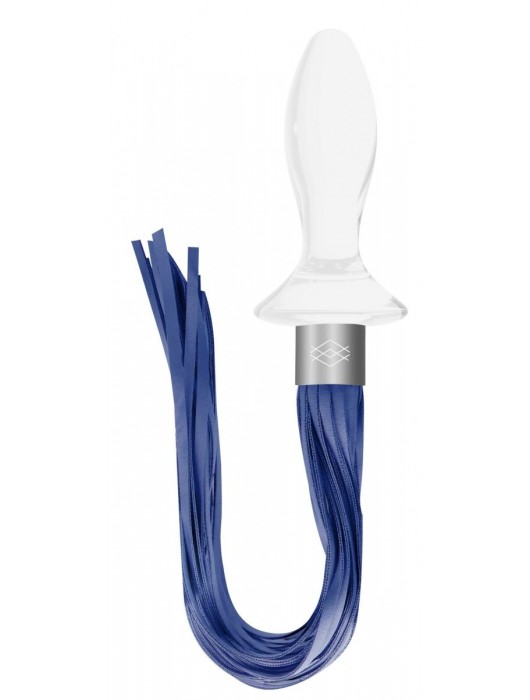 Белая анальная пробка Tail с синими хвостами - Shots Media BV - купить с доставкой в Москве