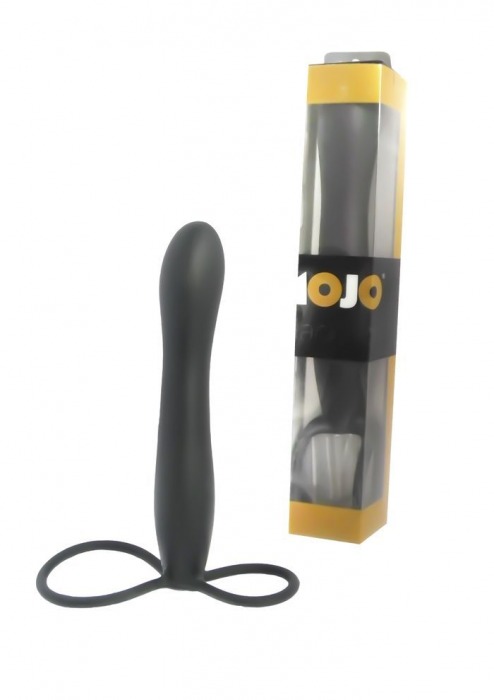 Черная насадка на пенис для двойной стимуляции Mojo BlackJack - 15 см. - Seven Creations - в Москве купить с доставкой