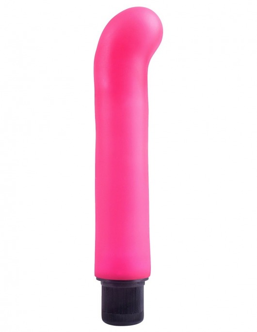 Ярко-розовый вибромассажер с загнутым кончиком XL G-Spot Softees - 16,2 см. - Pipedream