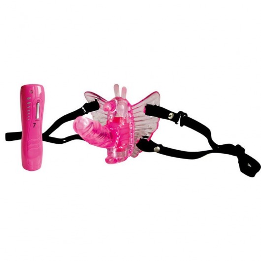 Розовая вибробабочка Butterfly Vibe на ремешках - Bior toys