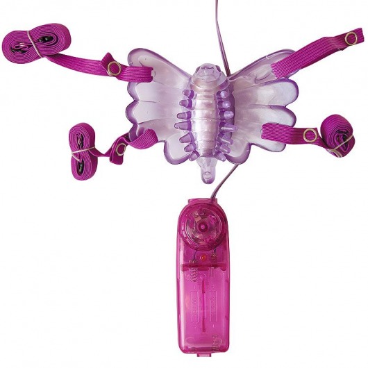 Фиолетовая вибробабочка на ремешках с пультом управления вибрацией - Bior toys