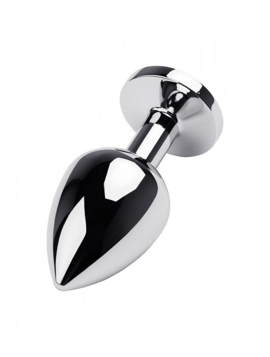 Серебристая коническая анальная пробка с красным кристаллом - 8 см. - ToyFa - купить с доставкой в Москве