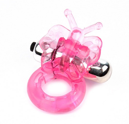Розовое эрекционное виброкольцо Butterfly Ring - Erokay - в Москве купить с доставкой