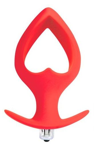 Красная анальная вибровтулка в форме сердечка - 14 см. - Bior toys