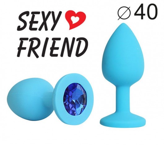 Голубая конусовидная анальная пробка с синим кристаллом - 7,3 см. - Bior toys - купить с доставкой в Москве