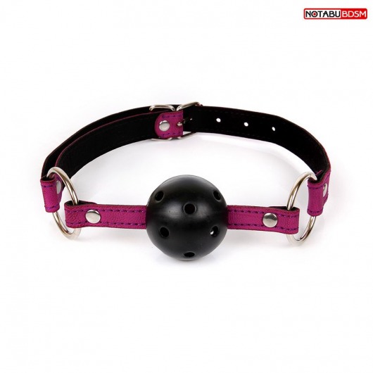 Фиолетово-черный кляп-шарик Ball Gag - Bior toys - купить с доставкой в Москве