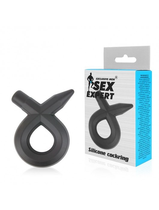 Черное силиконовое эрекционное кольцо Sex Expert - Sex Expert - в Москве купить с доставкой