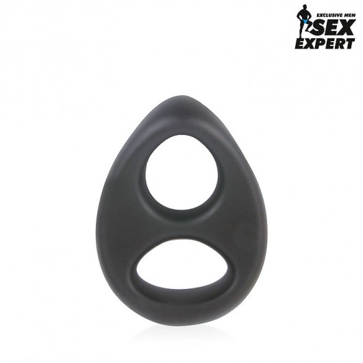 Черное силиконовое овальное эрекционное кольцо Sex Expert - Bior toys - в Москве купить с доставкой