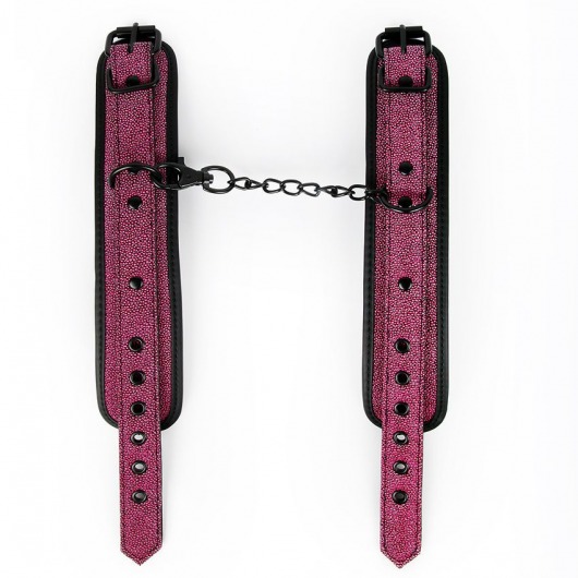 Розово-черные наручники с регулируемыми застежками - Erokay - купить с доставкой в Москве