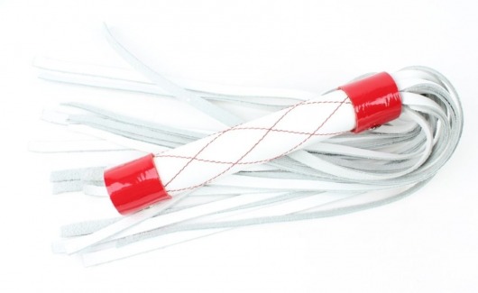 Бело-красная плеть средней длины с ручкой - 44 см. - БДСМ Арсенал - купить с доставкой в Москве
