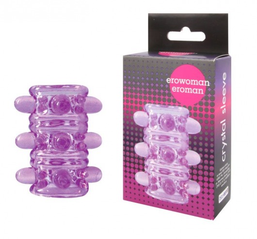Открытая фиолетовая насадка на пенис Crystal Sleeve - 5,5 см. - Erowoman-Eroman - в Москве купить с доставкой