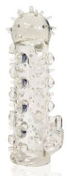 Закрытая прозрачная насадка Crystal sleeve с усиками и пупырышками - 13,5 см. - Bior toys - в Москве купить с доставкой