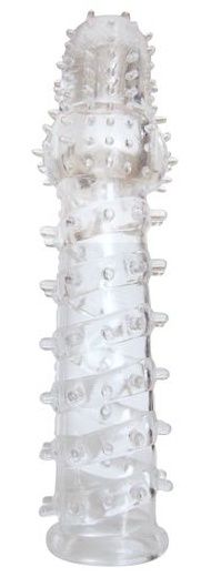 Закрытая прозрачная рельефная насадка с шипиками Crystal sleeve - 13,5 см. - Erowoman-Eroman - в Москве купить с доставкой