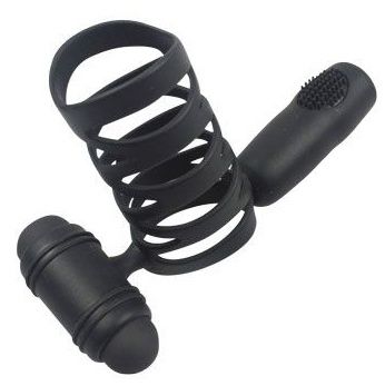 Черная силиконовая вибронасадка на фаллос Sex Expert - 7,4 см. - Bior toys - в Москве купить с доставкой