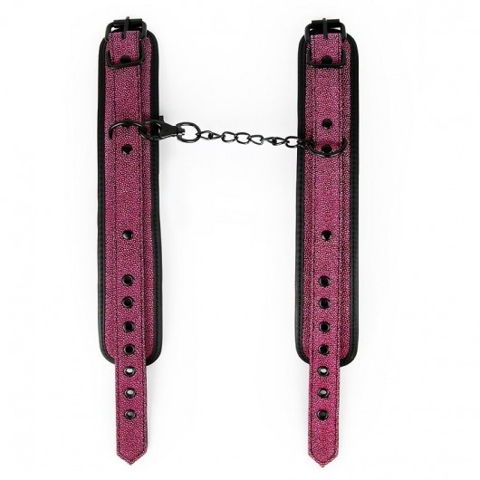 Розово-черные наручники на застежках - Erokay - купить с доставкой в Москве