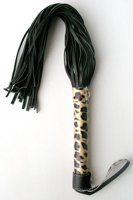 Чёрная плеть с леопардовой рукоятью Notabu - 50 см. - Bior toys - купить с доставкой в Москве