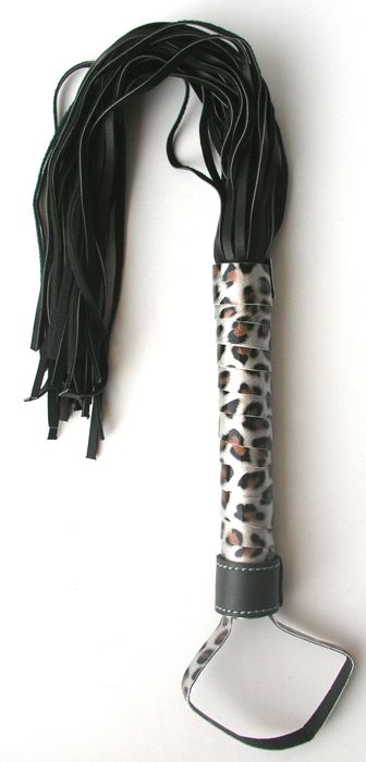 Черная плетка Notabu с леопардовой рукоятью - 50 см. - Bior toys - купить с доставкой в Москве
