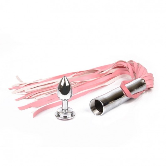 Розовая плетка Notabu с розовым кристаллом на рукояти - 58 см. - Bior toys - купить с доставкой в Москве
