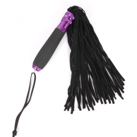 Черный флоггер с черно-фиолетовой металлической ручкой Notabu - 40 см. - Bior toys - купить с доставкой в Москве