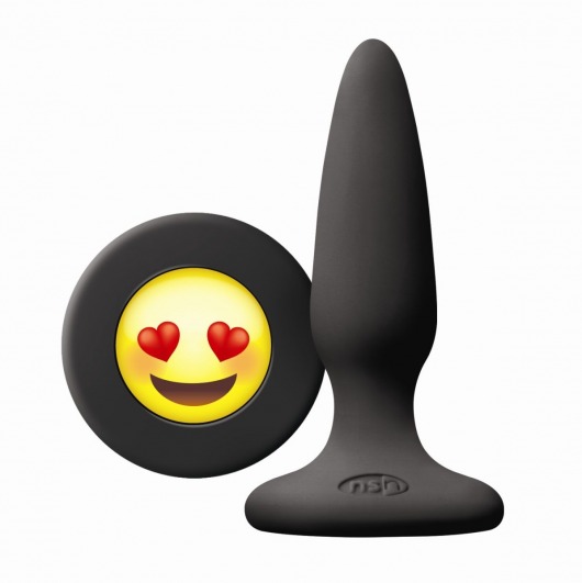 Черная силиконовая пробка Emoji Face ILY - 8,6 см. - NS Novelties - купить с доставкой в Москве