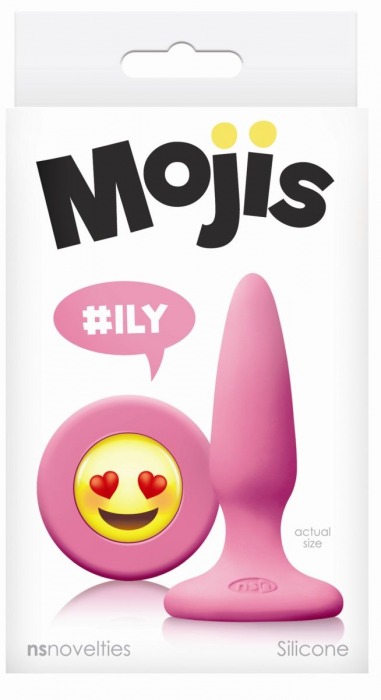 Розовая силиконовая пробка Emoji Face ILY - 8,6 см. - NS Novelties - купить с доставкой в Москве