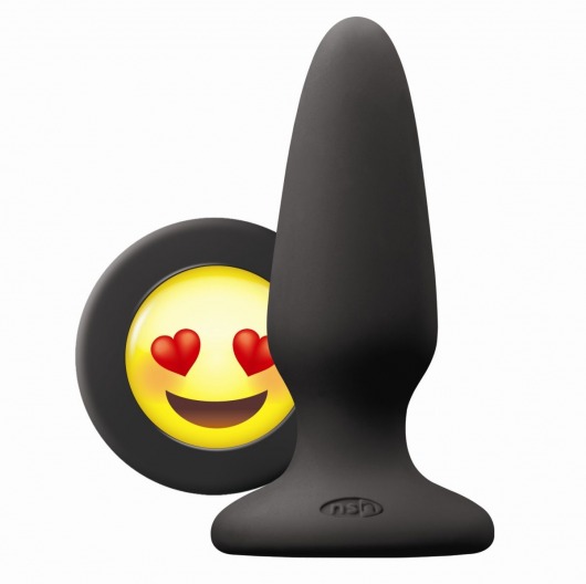 Черная силиконовая пробка среднего размера Emoji ILY - 10,2 см. - NS Novelties - купить с доставкой в Москве