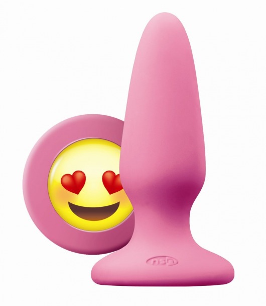 Розовая силиконовая пробка среднего размера Emoji ILY - 10,2 см. - NS Novelties - купить с доставкой в Москве