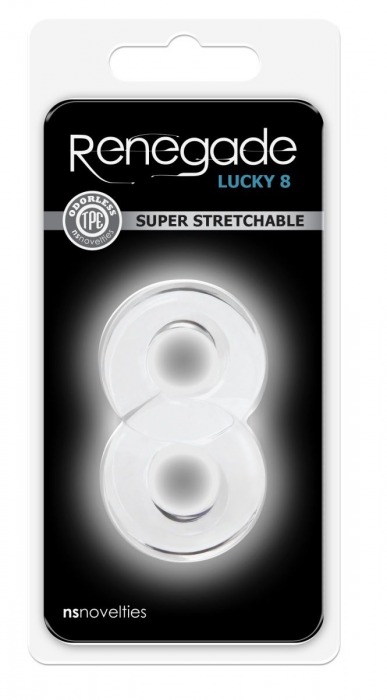 Прозрачное эрекционное кольцо с подхватом мошонки Lucky 8 - NS Novelties - в Москве купить с доставкой