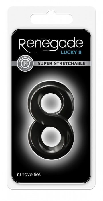 Черное эрекционное кольцо с подхватом мошонки Lucky 8 - NS Novelties - в Москве купить с доставкой