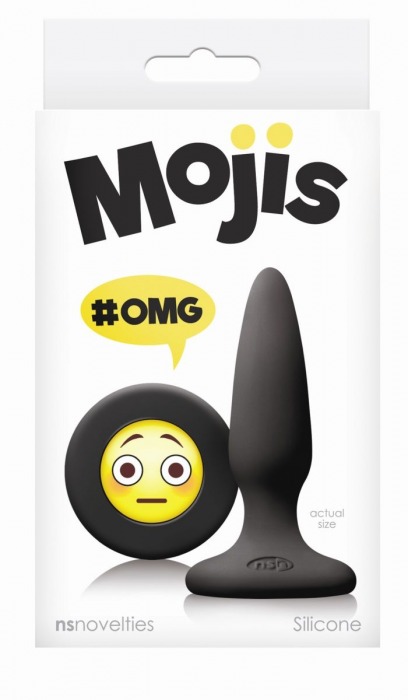 Черная силиконовая пробка Emoji OMG - 8,6 см. - NS Novelties - купить с доставкой в Москве