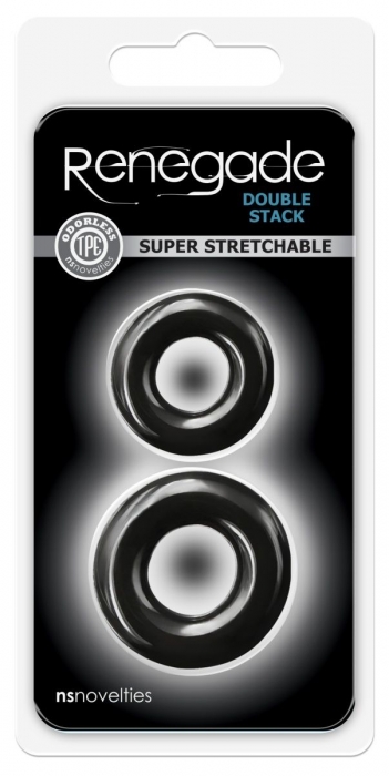 Набор из двух эрекционных колец черного цвета Double Stack - NS Novelties - в Москве купить с доставкой