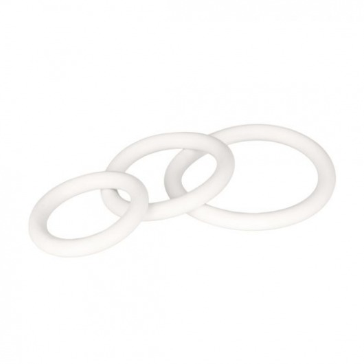 Набор из 3 белых эрекционных колец White Rubber Ring Set - California Exotic Novelties - в Москве купить с доставкой