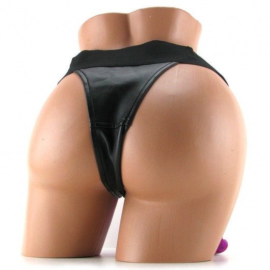 Фиолетовый двойной страпон с вибрацией Double Penetrator Vibe Strap-On - 19 см. - Pipedream - купить с доставкой в Москве