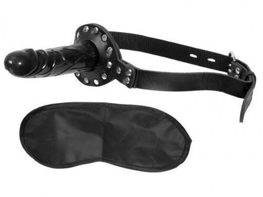 Чёрный кляп с фаллоимитатором Deluxe Ball Gag with Dildo - Pipedream - купить с доставкой в Москве