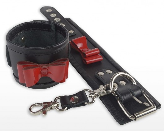Черные наручники с красными лаковыми бантами - Sitabella - купить с доставкой в Москве